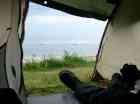Ausblick aus unserem Zelt bei Andernes
